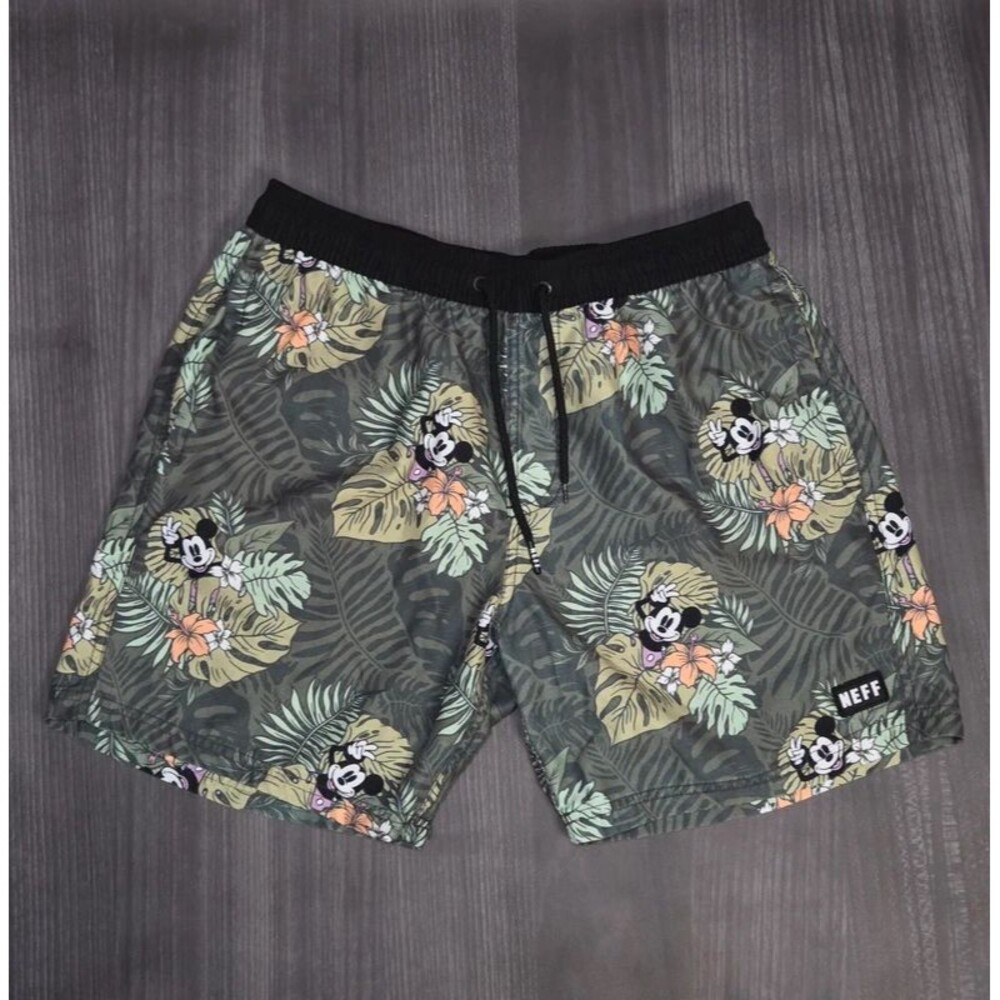 Neff x Disney Mickey Mouse Floral Print Swim Trunks/Shorts Men’s Medium